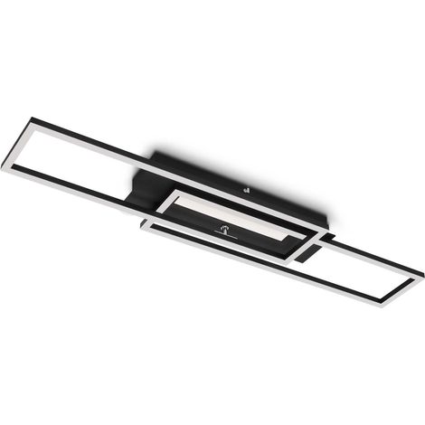 Plafonnier LED avec lumière centrale, couleur de lumière blanc chaud, interrupteur séparé, fonction mémoire, lampe de salon orientable, noir (1/5)