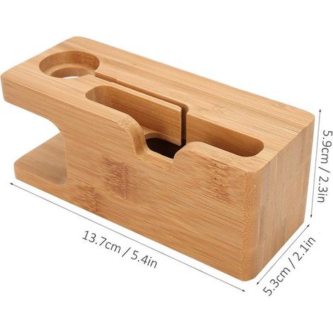 Soporte de carga de madera para teléfonos móviles y relojes - organizador de escritorio (1/2)