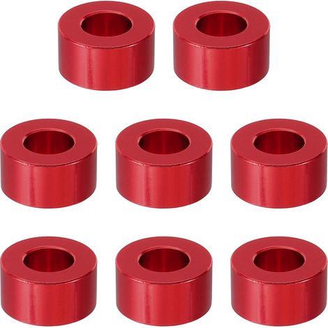 Entretoise en Aluminium, 8 Pcs Métal Entretoises Aluminium 8,2mm ID x 16mm OD x 8mm L Vis d'Espacement en Aluminium Ronde pour 1/3" ou M8 Boulons à Vis, Rouge (1/5)
