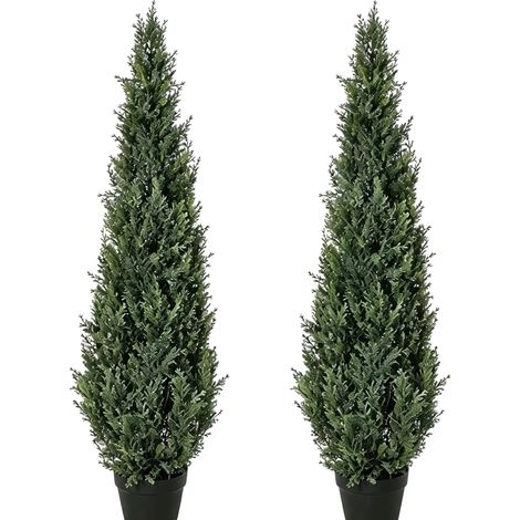 Árboles artificiales de 1,20 m de altura, resistentes a los rayos UV, aptos para interiores y exteriores, fabricados en material PE, con apariencia realista. (1/2)