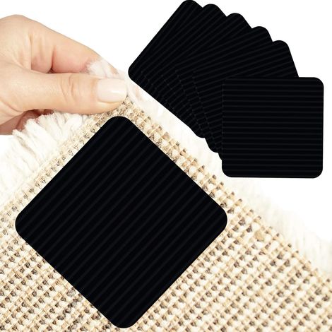 6 Piece Non-Slip Rug, Kitchen Mat, Non-Slip and Washable, Non-Slip Pad for Kitchen, Bedroom, Living Room, Bathroom, 14.8 x 12.7 cm (6, Black) (1/5)