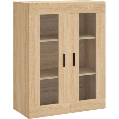 Armoire murale design pratique avec grand espace de rangement 69,5 x 34 x 90 cm en bois d'ingénierie chêne sonoma (1/5)