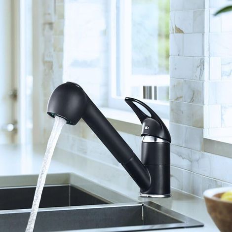 Miscelatore da cucina con doccetta estraibile, miscelatore monocomando girevole a 360° per lavello con doppio flusso d'acqua - Crezuo
