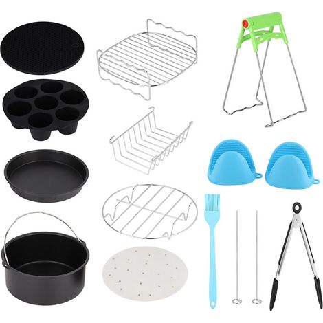 Set de 12 pièces universel pour friteuse à air chaud 7 pouces, avec panier à cupcakes et accessoires. (1/5)