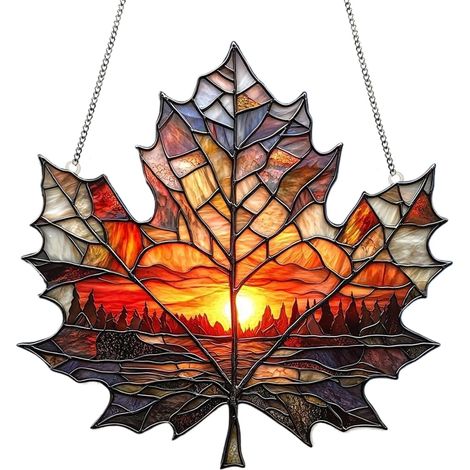 Ahornblatt Sonnensymbol 2D Acryl Sonnenfänger Erntedankfest
