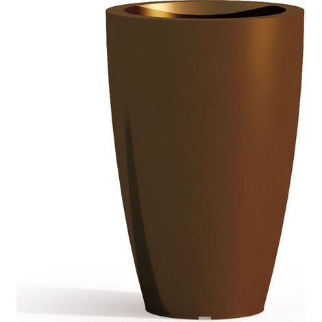 Vaso moderno di design Ø33 H50 in polimero marrone resistente per interno ed esterno - Made in Italy - Monacis (1/5)