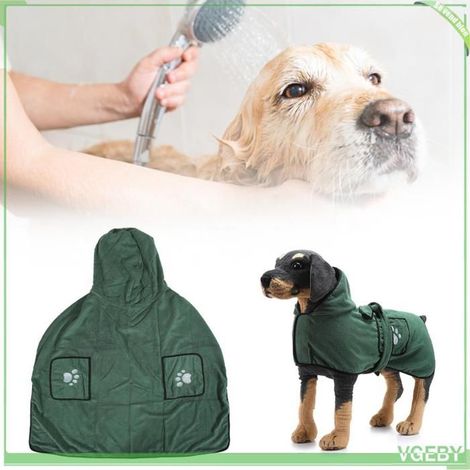 Peignoir pour chien - FAFEICY - Modèle S (7-12 ans) - Super absorbant - Réglable - Lavable en machine (1/5)