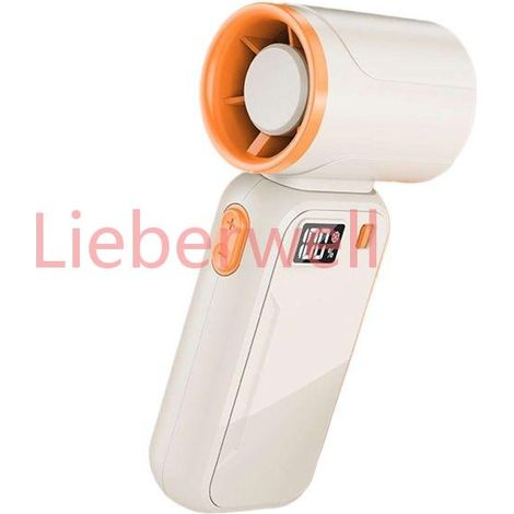 Ventilateur portatif sans fil USB, mini ventilateur main, LED affichage numérique, 3 vitesses, grande autonomie, 4000mAh,White (1/5)
