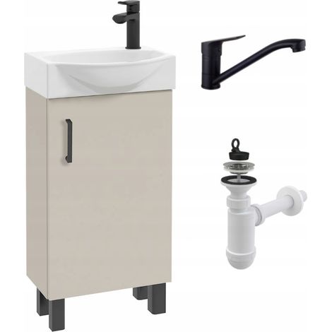 Meuble De Salle De Bain Avec Lavabo - Beige - 40 Cm - Sur Pied - Robinet Pivotant (1/5)