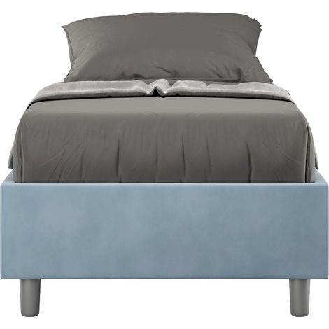 Letto Singolo Sommier 80x190 cm con Rete Azelia Azzurro (1/3)