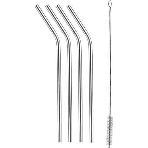 Pailles en acier inoxydable 4 pcs, avec brosse de nettoyage 308866