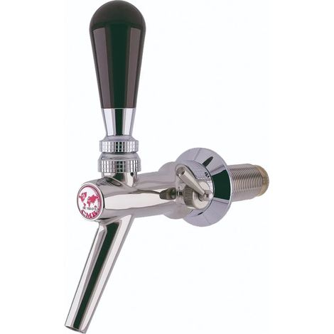 Grifo de cerveza con compensador - Modelo V10 de acero al cromo-níquel pulido, longitud de la rosca: 55 mm
