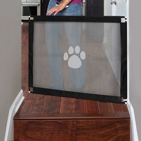 Cancello magico per cani, barriera di sicurezza, facile da installare e con chiusura di sicurezza per animali domestici, 100x75 cm (1/4)