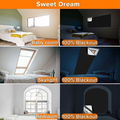 Store Occultant sans Percage, 100% Blackout Rideau Occultant sans Percage pour Chambre, Stores occultants pour bébé, 100 x 148cm à découper à n'importe Quelle Taille (1/2)