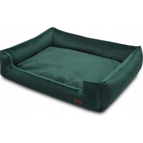 Cama grande para perros, terciopelo verde premium HUGGY DOGGY XXL (1/5)