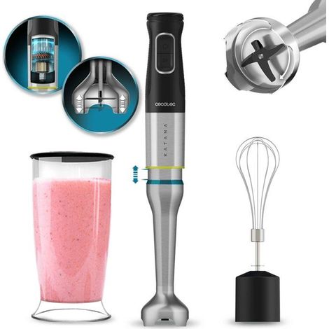 Stabmixer - CECOTEC - Katana 15 Cream B - 1500 W - Klinge mit 4 Blättern - Glas 800 ml - Schwarz (1/5)