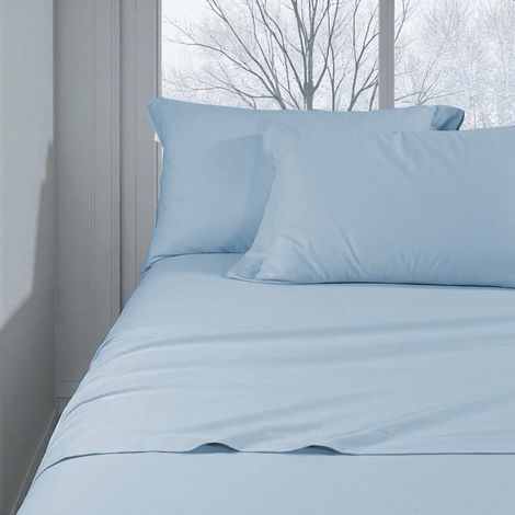 Completo Lenzuolo Invernale Flanella Tinta Unita Azzurro – 100% Cotone Felpato, Anti-Pilling, Caldo & Morbido, Made in Italy 1 piazza e mezza