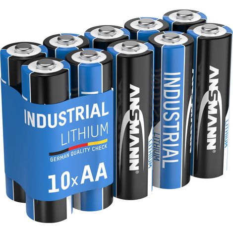 Ansmann – Piles au lithium industrielles LR6 (AA) 3000 mAh – Lot de 10 – Plage de température -40 à +60 °C – Faible autodécharge