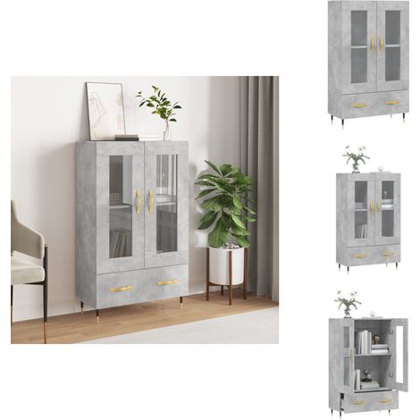 Highboard Betongrau 69,5x31x115 cm Holzwerkstoff - Sideboard - Hochschrank - Wohnraumgestaltung - Wohnzimmerdeko - Beton Grau (1/5)