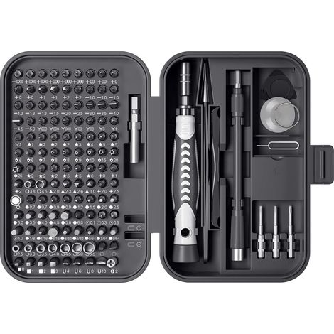 Coffret Tournevis de Précision 130 en 1 Magnétique - Kit de Réparation Électronique avec Rallonge Flexible (PC, Smartphone, Montre) - Noir