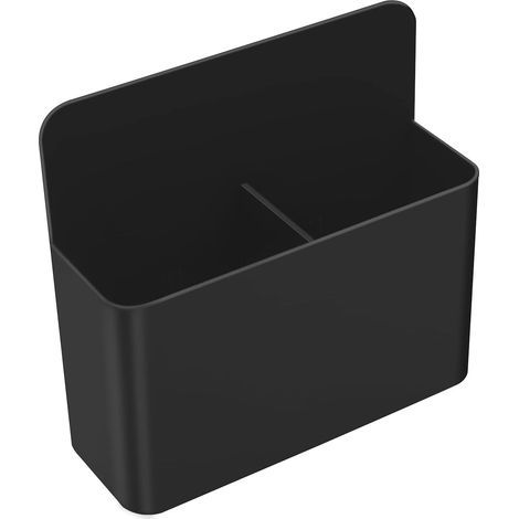 Boîte de Rangement Magnétique Noire 2 Compartiments, Support Crayons pour Frigo et Surfaces Métal