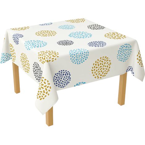 Rotolo tovaglia decorativa in PVC – modello cerchi multicolore Materiale: PVC con supporto tessile (45 g/m²)  Dimensioni rotolo: 1,37 × 20 m Breckner Germany (1/5)