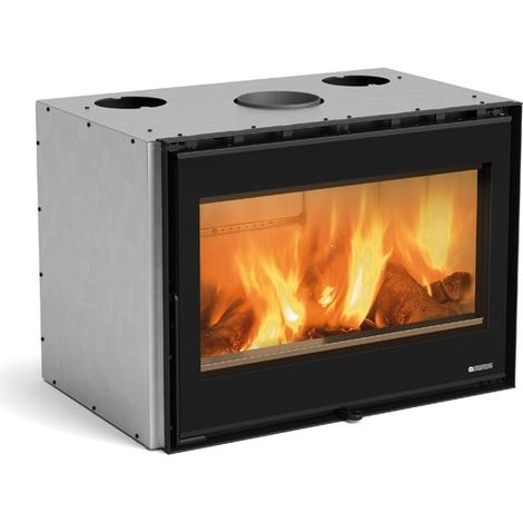 La Nordica – Insert cheminée à bois 8 kW – Foyer en fonte – Vision panoramique – Raccordement supérieur 160 mm – Volume de chauffe 229 m3 (1/4)