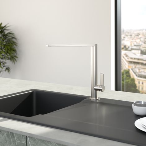 Villeroy & Boch Finera - Miscelatore Cucina Alta Pressione con Cartuccia Ceramica, Rotazione 360° e Risparmio Idrico, Altezza Bocca 251 mm - Acciaio Inox Massiccio (1/3)