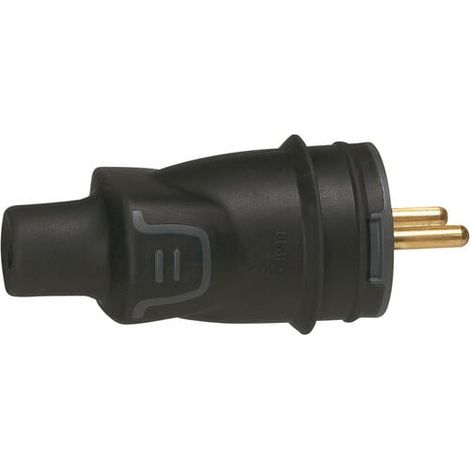 Legrand – Fiche borne à vis 2P+T 16A IK08 IP44 sortie droite – Caoutchouc thermoplastique – Pour chantiers humides – Raccordement à vis