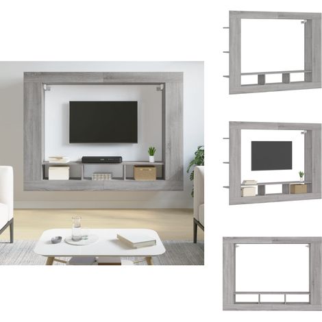 Meuble TV sonoma gris 152x22x113 cm bois d'ingénierie - Meuble Tv - Meuble Téléviseur - Support Tv - Meuble Hi Fi - Meuble Salle Séjour (1/5)