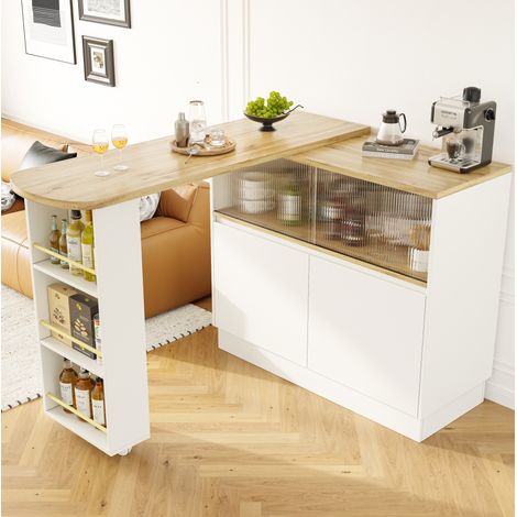 Mueble de cocina giratorio 360° blanco de MDF, 90 x 45 x 100 cm DESVIAE (1/5)
