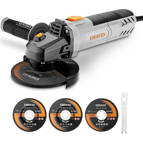 Meuleuse d'Angle 900W: Ø 125mm Meuleuse d'Angle Électrique Disqueuse Compris 3 Disques, avec Poignée Auxiliaire, Capot de Protection, Écrou de Serrage, Clé à Ergots, pour Meulage, Tronçonnage (1/5)