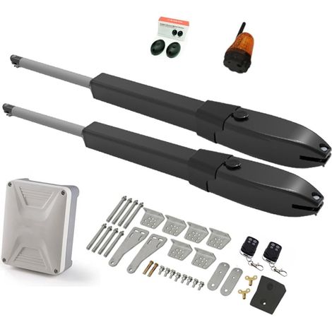 Kit d'ouvre-portes automatiques Batterie solaire Double bras opérateur de porte électrique ouvre-porte pivotant caméra IP WIFI télécommande manoir de ferme extérieur pour accessoires de portail coulis (1/5)
