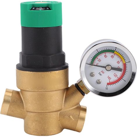 Régulateur de pression d'eau pour caravane avec manomètre et filtre, vanne de détente réglable en laiton 3/4 pouce (1/5)
