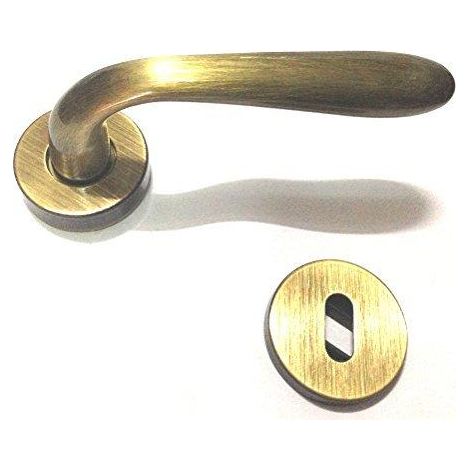 Maniglia per porte interne, con bocchetta e rosetta Goccia in ottone bronzato
