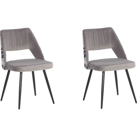 Esszimmerstuhl 2er Set ANSLEY Samtstoff Grau (1/5)