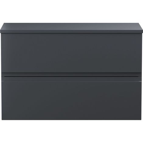 Mavesyn Contemporary 2 Drawer Wall Hung Vanity Unit with Worktop, Dark Grey, 800mm