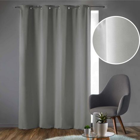 Rideau Occultant Grande Hauteur 135 x 280 cm – Uni perle – À Œillets (1/5)