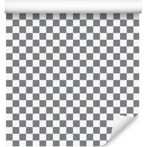 Papier peint à damier gris clair, gris et blanc 50x1000 cm (1/5)
