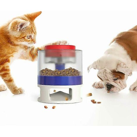 Voerdispenser voor honden en katten - Speelgoed met drukknop - Langzame voeding, intelligentietraining voor kleine honden (blauw) (1/5)