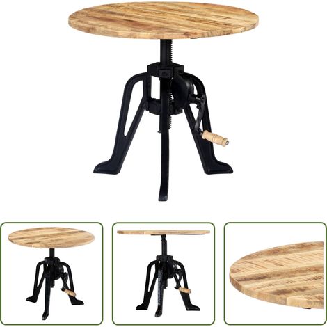 Mangoholz Beistelltisch -  Beistelltisch 60×(46-63) cm Massivholz Mango und Gusseisen