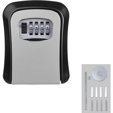 Cassetta portachiavi UlisemSecure, cassetta portachiavi di sicurezza per esterni, cassetta portachiavi da parete con codice a 4 cifre - Grigio (1/4)