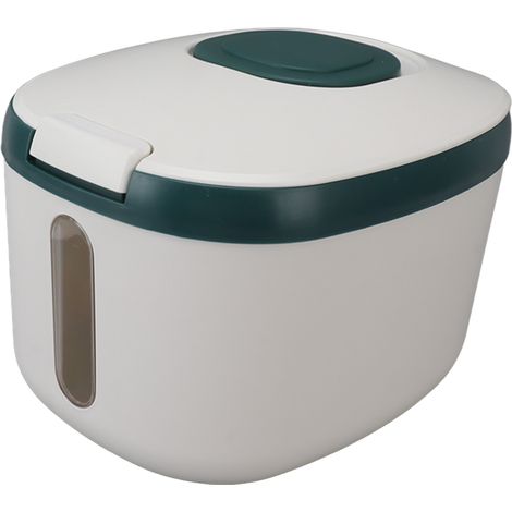Boîte à riz hermétique, anti-insectes et inodore avec fenêtre transparente pour grains, sucre et farine, format S, verte (5 kg/11 lb) (1/5)