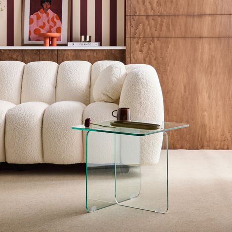 Table basse carrée en verre trempé 50cm transparent - Glintz