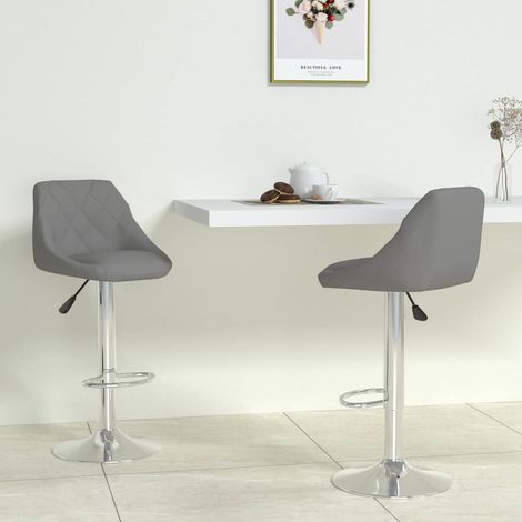 vidaXL Taburetes de cocina 2 unidades cuero sintético gris (1/5)