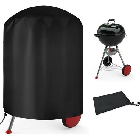 Housse de barbecue ronde 77x72 cm – Imperméable 210D Oxford – Résistante aux déchirures et aux intempéries – Cordon de serrage ajustable (1/5)