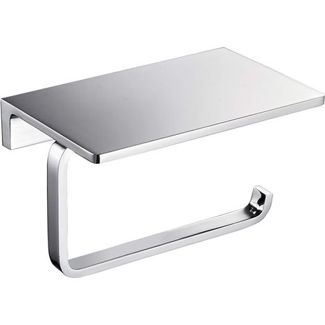 Porte-Papier hygiénique pour Salle de Bain en Laiton Massif et Porte-Rouleau de Papier hygiénique de Style hôtel avec Rangement pour téléphone Portable Finition chromée polie (1/5)
