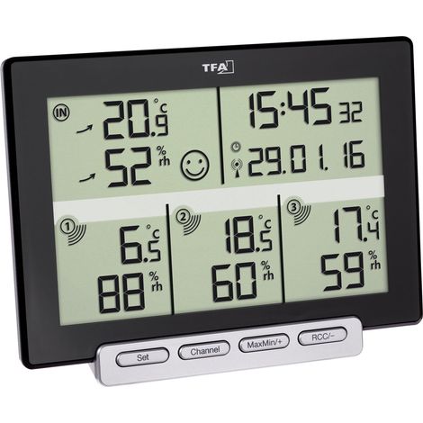 TFA Dostmann Multi-Sens Funk-Thermo-/Hygrometer Schwarz 30.3057.01 (1/2)