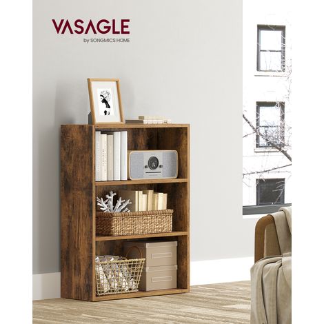 Étagère avec 3 Niveaux, Bibliothèque, pour Bureau à Domicile, Chambre, Salon, Bureau, Marron Rustique (1/5)