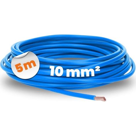 1 Câble électrique H07V-K 10 mm² bleu, fil de cuivre étamé flexible, pour installation en conduit, usage intérieur sec (1/5)